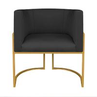 Kit Divã Luna 140cm Lado Esquerdo E 01 Poltrona Base De Ferro Dourado Suede Cor Preto - 5