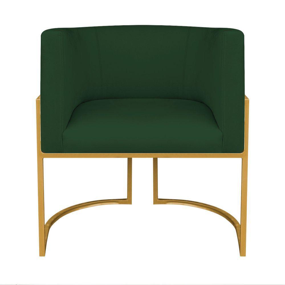 Kit Divã Luna 140cm Lado Esquerdo E 01 Poltrona Base De Ferro Dourado Suede Cor Verde - 5