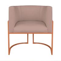 Kit Divã Luna 160cm Lado Direito E 01 Poltrona Base De Ferro Dourado Linho Rosê - 2