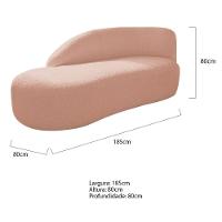 Kit Divã Luna 185cm Lado Esquerdo E 01 Poltrona Base De Ferro Dourado Suede Rosê - 7