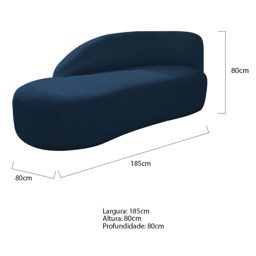Kit Divã Luna 185cm Lado Esquerdo E 02 Poltronas Base De Ferro Preto Suede Azul Marinho - 8