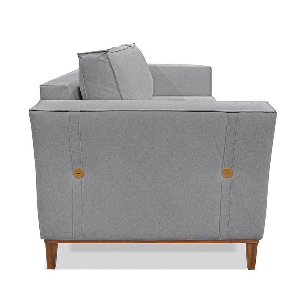 Sofá 2 Lugares Base De Madeira Grace 190 Cm Linho S04 - D'rossi Cor Cinza - 3