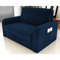 Sofá Cama Com Baú 2 Lugares Harry Suede Azul - 1