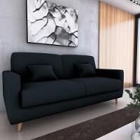 Sofá Cama Emília 2 Lugares 190cm Veludo Preto Matrix - 4