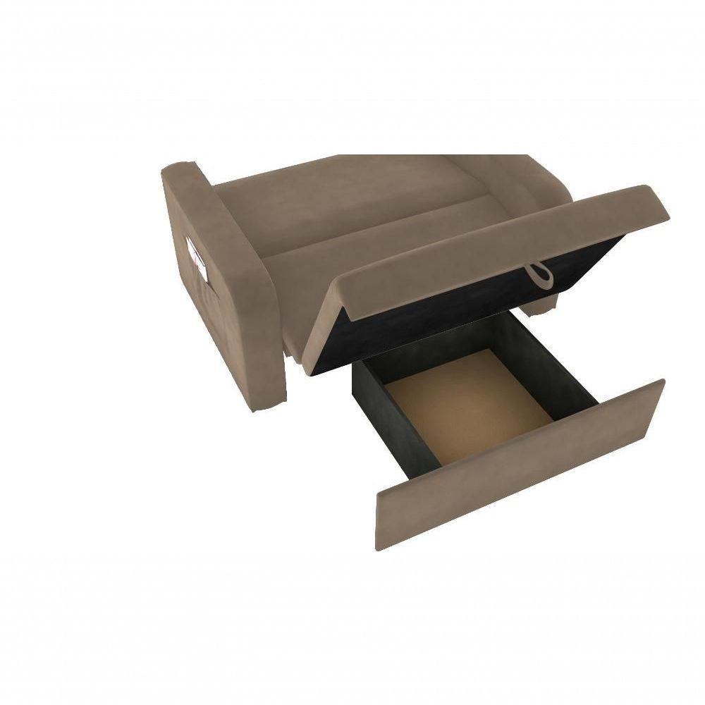 Sofá Cama Daiane 2 Lugares Com Baú Veludo Capuccino Matrix - 2