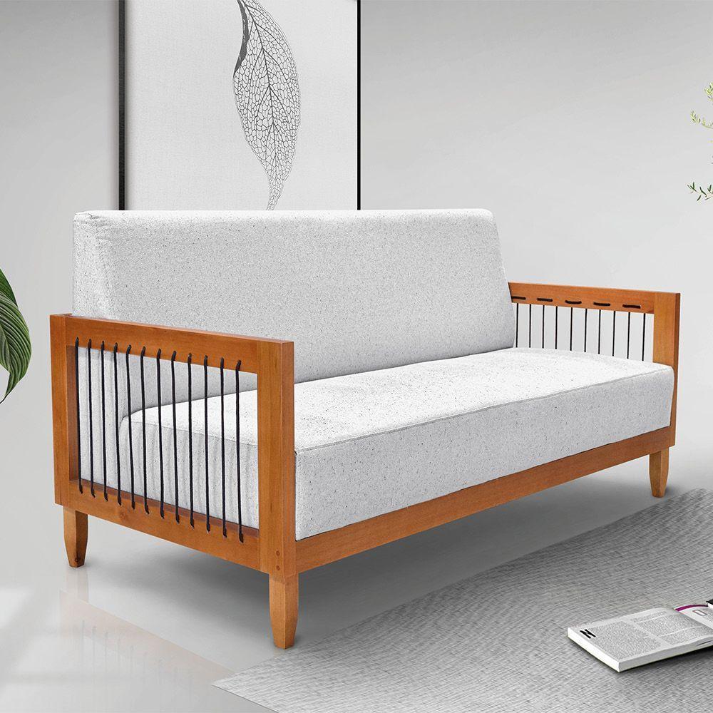 Sofá 2 Lugares Base De Madeira Mariana 160 Cm Linho S04 - D'rossi Cor Grigio - 3