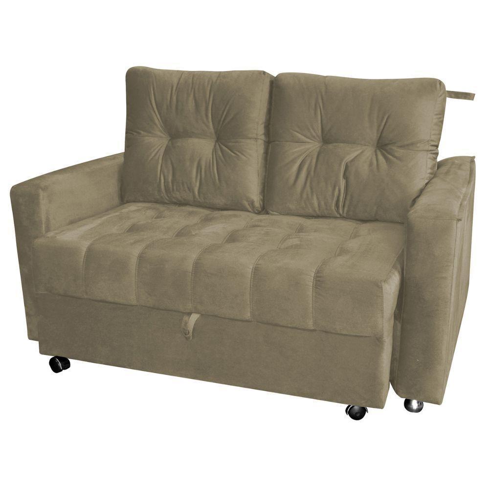 Sofá Cama 2 Lugares Duleek Veludo Turkey Cappuccino - 3