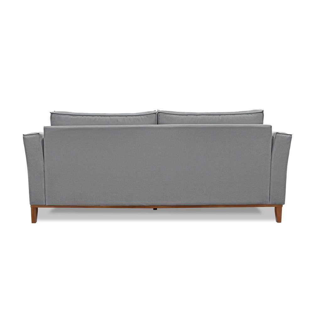Sofá 3 Lugares Base De Madeira Grace 230 Cm Linho S04 - D'rossi Cor Cinza - 4