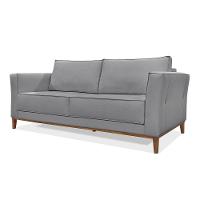 Sofá 3 Lugares Base De Madeira Grace 230 Cm Linho S04 - D'rossi Cor Cinza - 2