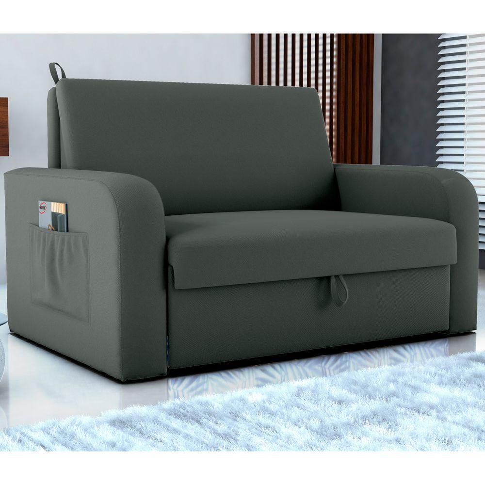 Sofá Cama Com Baú 2 Lugares Raheny Veludo Maserati Cinza - 1