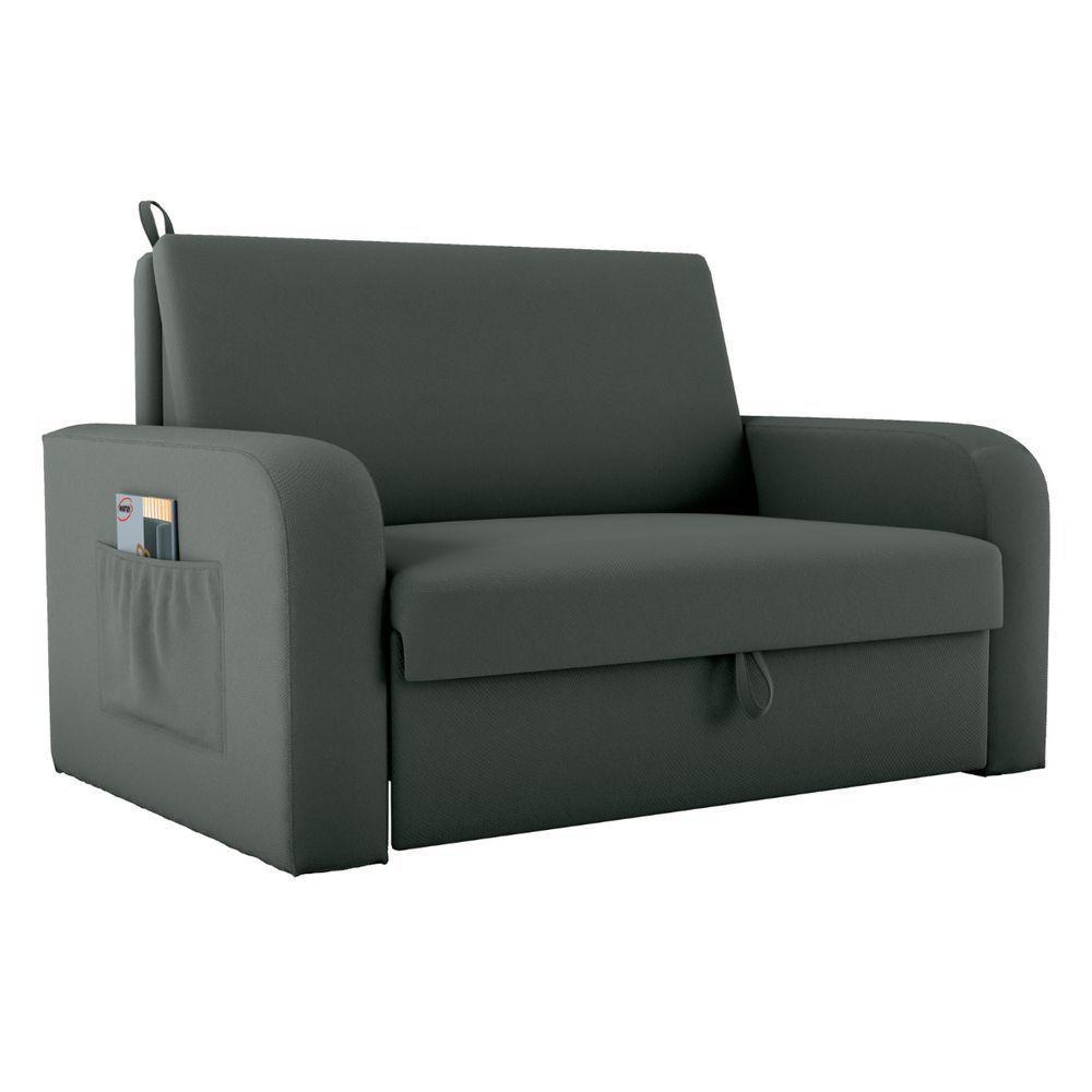 Sofá Cama Com Baú 2 Lugares Raheny Veludo Maserati Cinza - 2