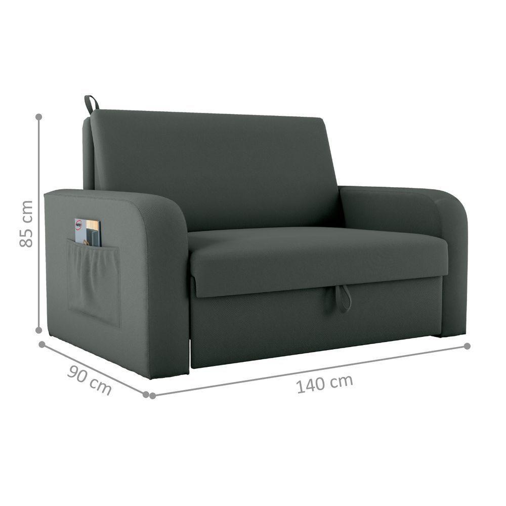 Sofá Cama Com Baú 2 Lugares Raheny Veludo Maserati Cinza - 5