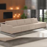 Sofá Ilha Modular Para Sala 432cm Com Puff Dublin K01 Veludo Bege - 6