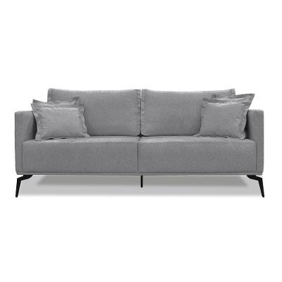Sofá 2 Lugares Pé De Ferro Preto Rafaela 160 Cm Linho S04 - D'rossi Cor Cinza