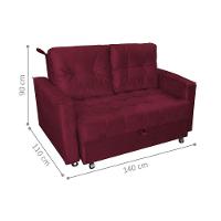 Sofá Cama 2 Lugares Duleek Veludo Vinho - 4
