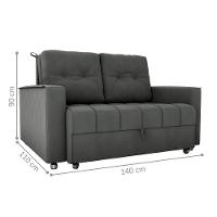 Sofá Cama 2 Lugares Duleek Veludo Maserati Chumbo - 4