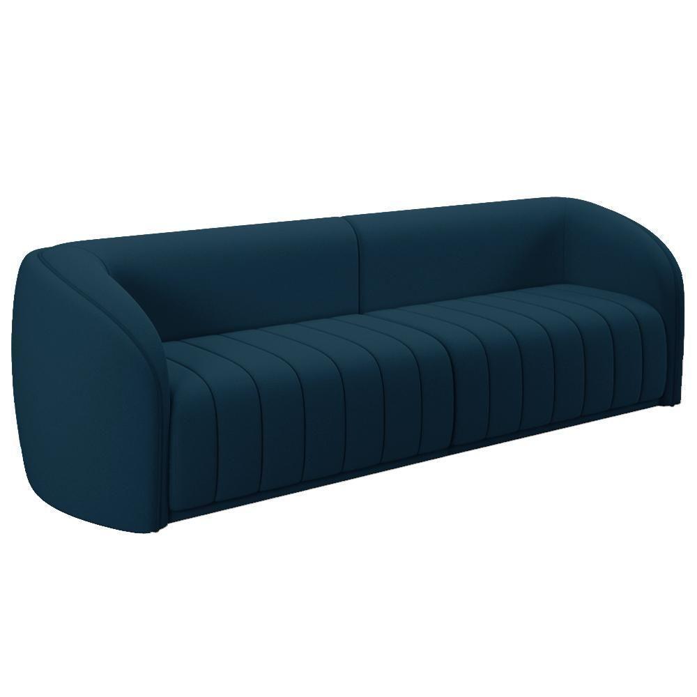 Sofá 04 Lugares Para Sala De Estar 252 Cm Lazio M03 Veludo Azul - Lyam Decor - 1