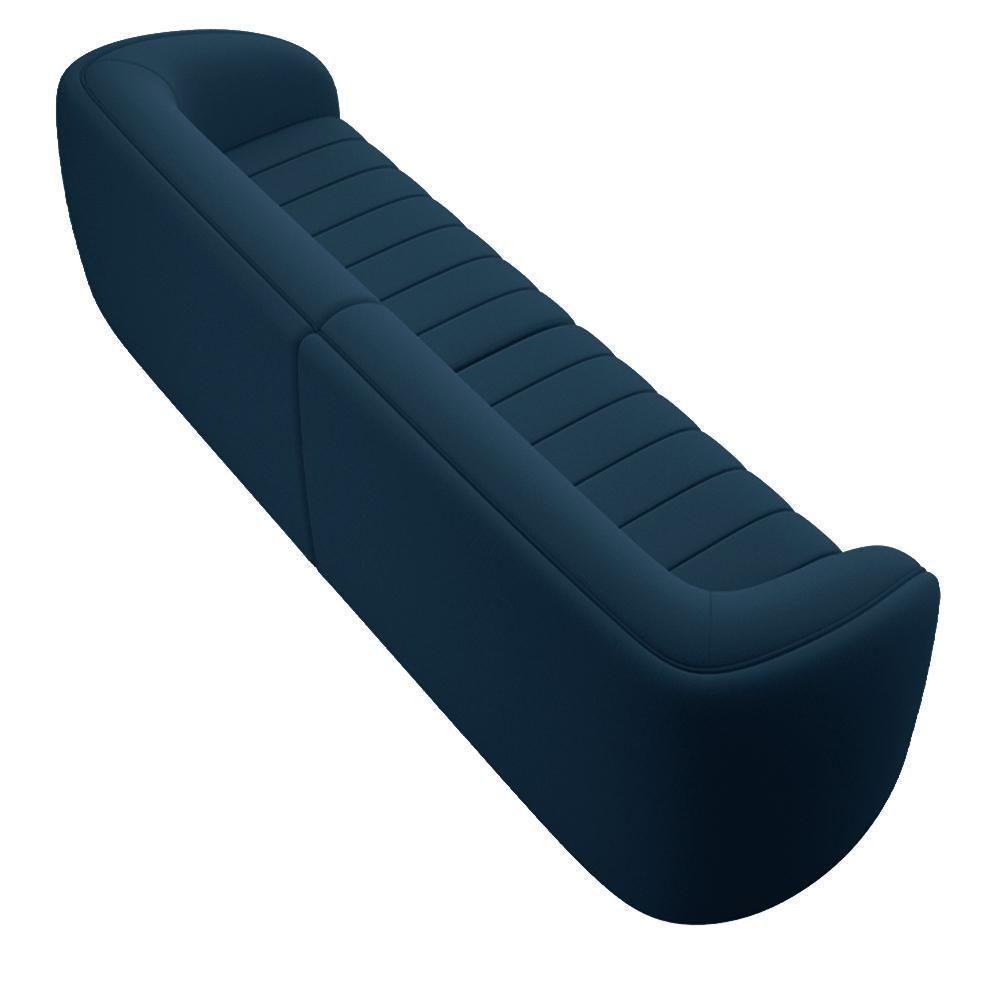 Sofá 04 Lugares Para Sala De Estar 252 Cm Lazio M03 Veludo Azul - Lyam Decor - 3