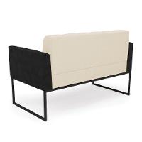 Sofá Namoradeira E 2 Poltronas Base Industrial Preto Elisa Preto-linho Bege A19 D03 - D'rossi