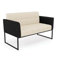 Sofá Namoradeira E 2 Poltronas Base Industrial Preto Elisa Preto-linho Bege A19 D03 - D'rossi - 6