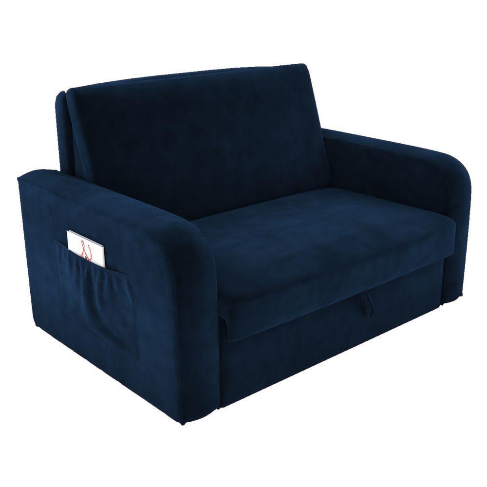 Sofá Cama Com Baú 2 Lugares Raheny Veludo Azul - 2