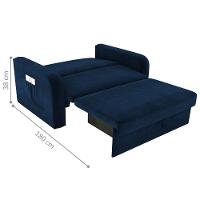 Sofá Cama Com Baú 2 Lugares Raheny Veludo Azul - 3