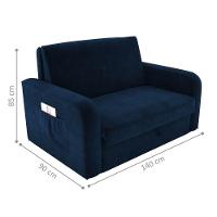 Sofá Cama Com Baú 2 Lugares Raheny Veludo Azul - 4
