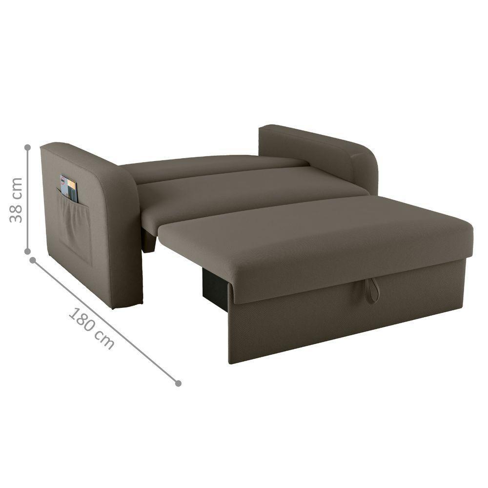 Sofá Cama Com Baú 2 Lugares Raheny Veludo Maserati Marrom - 3