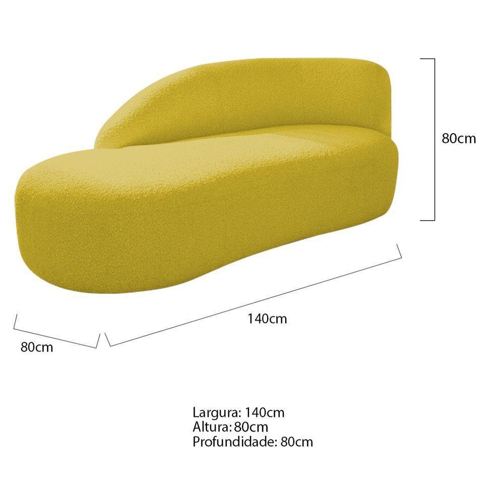 Divã Recamier Curvo Luna 140cm Lado Esquerdo Suede Amarelo - 6