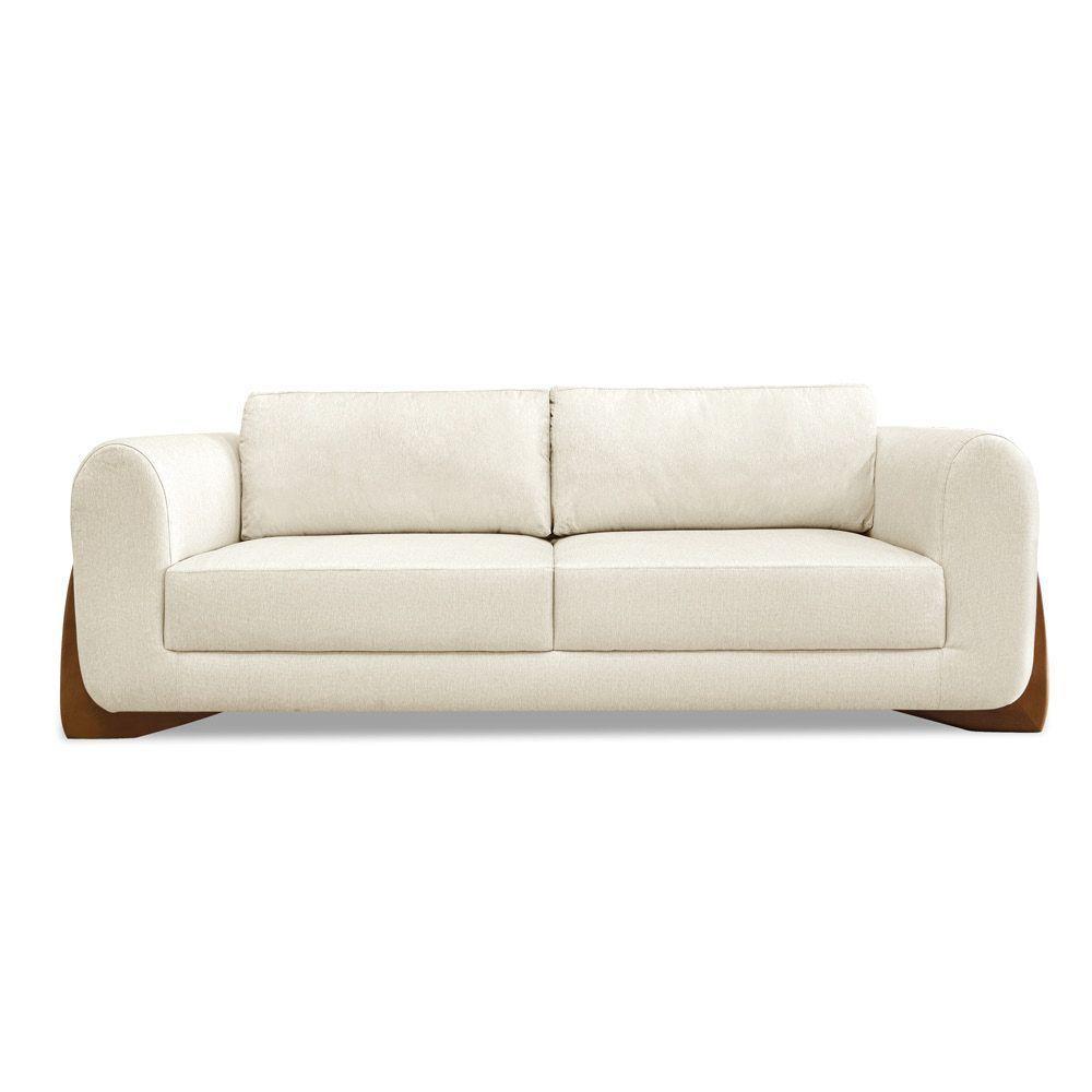Sofá 3 Lugares Base De Madeira Clarissa 220 Cm Linho S04 - D'rossi Cor Dourado - 2