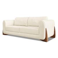 Sofá 3 Lugares Base De Madeira Clarissa 220 Cm Linho S04 - D'rossi Cor Dourado - 1