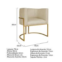 Kit Divã Luna 160cm Lado Esquerdo E 01 Poltrona Base De Ferro Dourado Suede Bege - 10