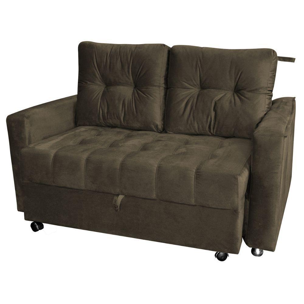 Sofá Cama 2 Lugares Duleek Veludo Turkey Marrom - 2