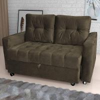 Sofá Cama 2 Lugares Duleek Veludo Turkey Marrom - 1