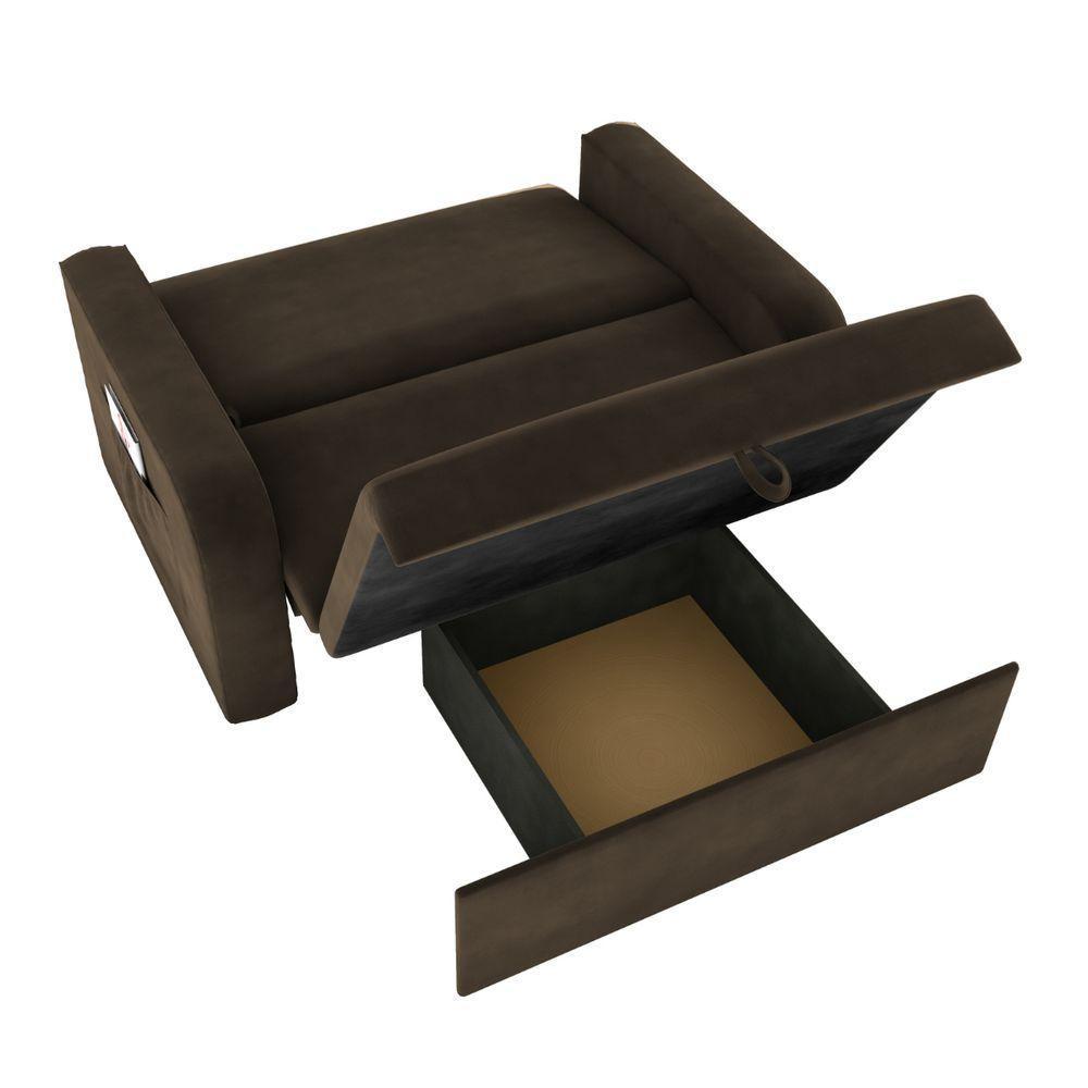 Sofá Cama Com Baú 2 Lugares Raheny Suede Cappuccino - 3