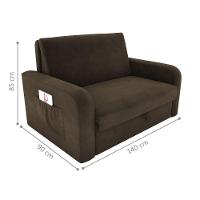 Sofá Cama Com Baú 2 Lugares Raheny Suede Cappuccino - 5