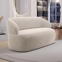 Sofá Orgânico 02 Lugares Living Glee 140cm Veludo Bege - Desk Design - 2