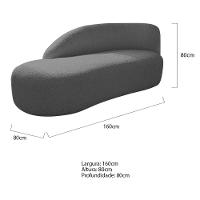 Kit Divã Luna 160cm Lado Esquerdo E 01 Poltrona Base De Ferro Preto Linho Cinza Escuro - 8