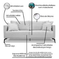 Sofá 2 Lugares Pé De Ferro Preto Rafaela 160 Cm Linho S04 - D'rossi Cor Grigio - 6