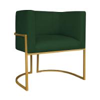 Kit Divã Luna 185cm Lado Esquerdo E 01 Poltrona Base De Ferro Dourado Suede Cor Verde - 2