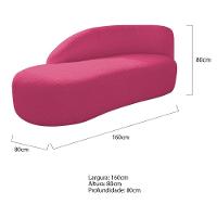 Divã Recamier Curvo Luna 160cm Lado Esquerdo Suede - Adj Decor Cor Pink - 6