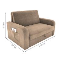 Sofá Cama Com Baú 2 Lugares Raheny Suede Bege - 5