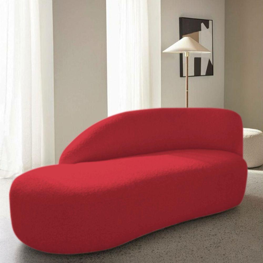 Divã Recamier Curvo Luna 160cm Lado Esquerdo Suede - Adj Decor Cor Vermelho - 7