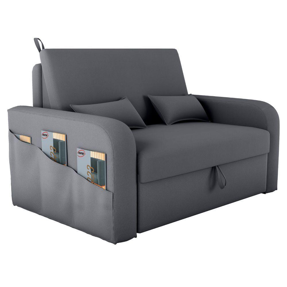 Sofá Cama Com Baú Gorteen Veludo Cinza - 2