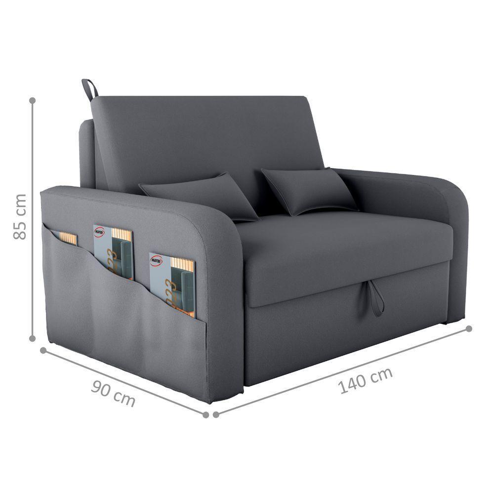 Sofá Cama Com Baú Gorteen Veludo Cinza - 5
