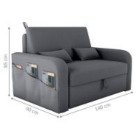 Sofá Cama Com Baú Gorteen Veludo Cinza - 5
