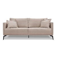 Sofá 2 Lugares Pé De Ferro Preto Rafaela 160 Cm Linho S04 - D'rossi Cor Areia - 1