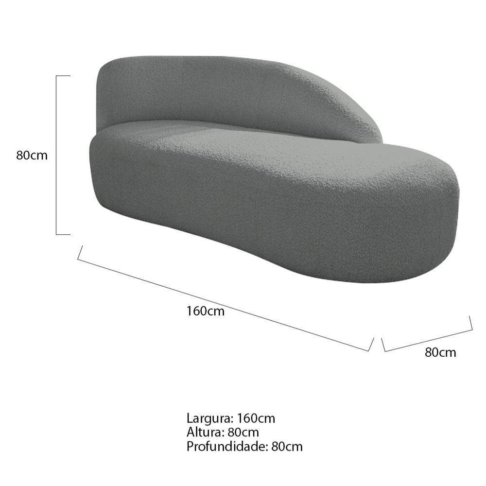 Kit Divã Luna 160cm Lado Direito E 02 Poltronas Base De Ferro Preto Suede Cor Cinza - 9