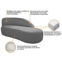 Kit Divã Luna 160cm Lado Direito E 02 Poltronas Base De Ferro Preto Suede Cor Cinza - 7