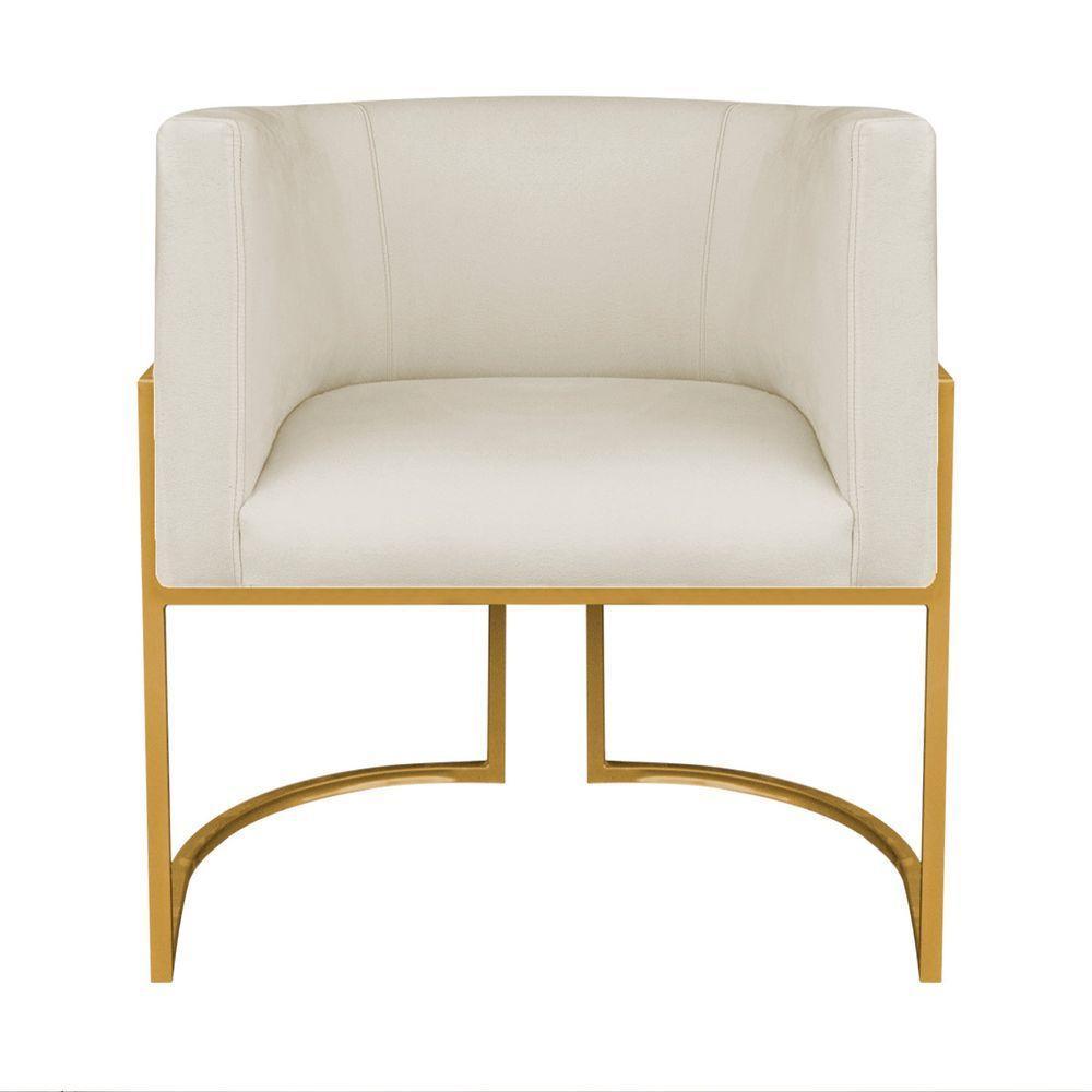 Kit Divã Luna 140cm Lado Esquerdo E 01 Poltrona Base De Ferro Dourado Linho Cor Bege - 8